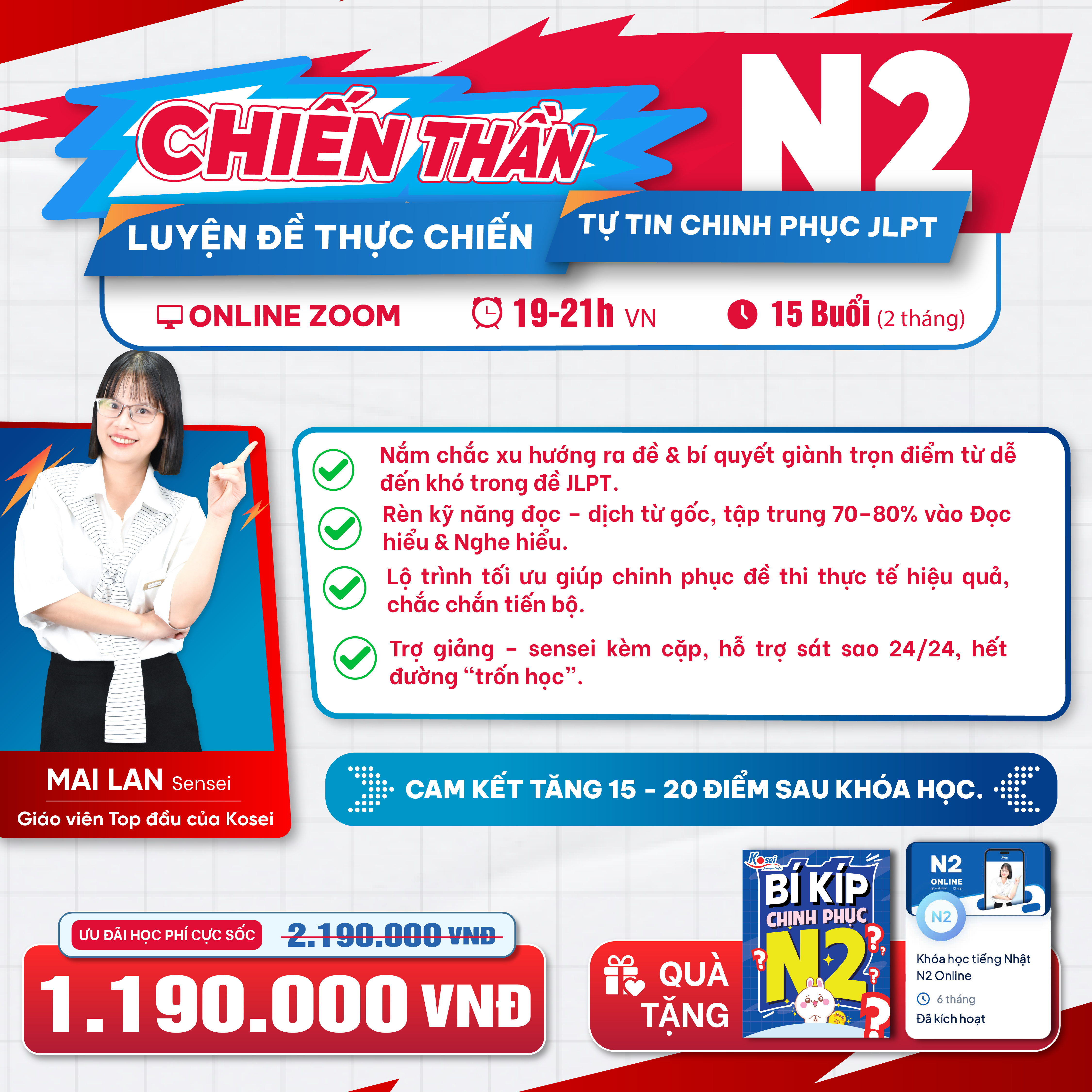 Khóa học Luyện đề thực chiến Chuyên sâu - Chiến thần N2 do Mai Lan Sensei giảng dạy